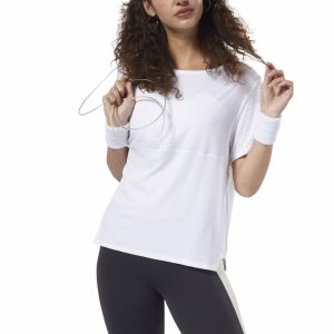 Reebok Perforated Performance T Shirt Damen - Weiß - DE 413-HJA